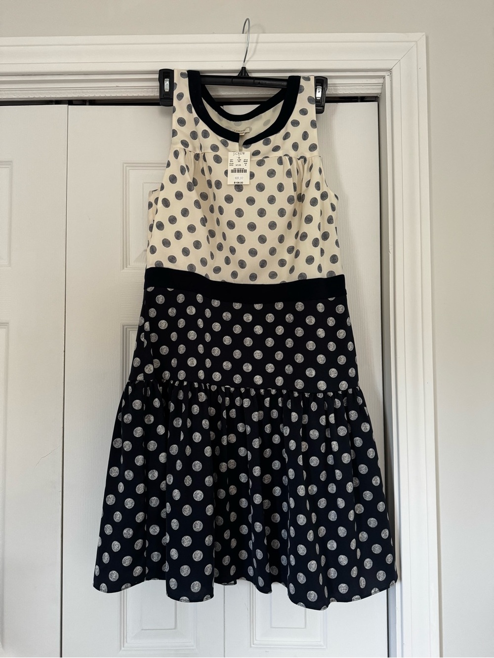 JCrew women’s Polka Dot Tiered Dress in Black and White